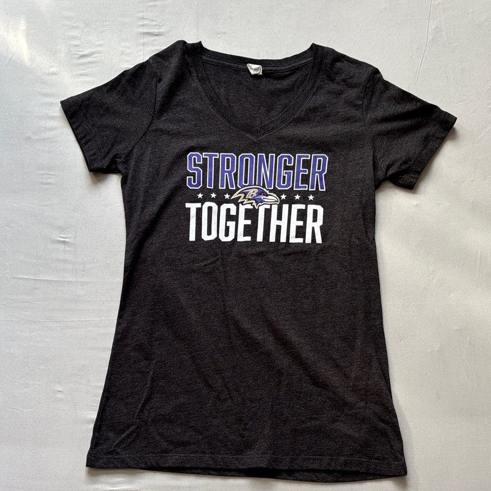 Baltimore Ravens Stronger Together  Black V-Neck T-Shirt